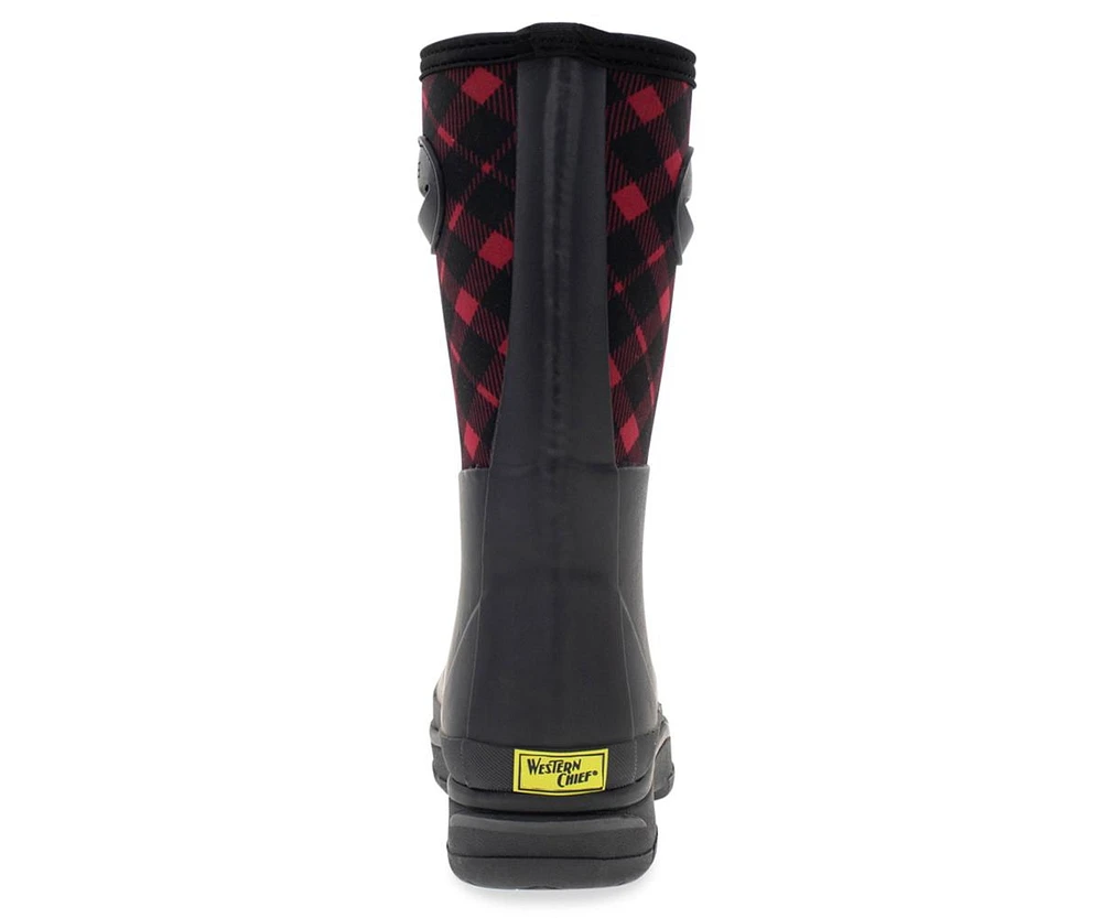 Womens Buffalo Check Neoprene Mid Cold Weather Boot
