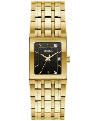 Bulova Women's Marc Anthony Modern Quadra Diamond Accent Gold-Tone Stainless Steel Bracelet Watch 21mm