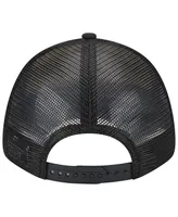 Men's New Era Cream, Black Las Vegas Raiders Team Stripe Trucker 9FORTY Snapback Hat