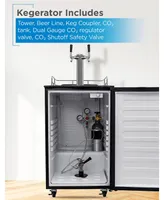 Black+Decker Beer Kegerator, 6.1 Cu. Ft. Extra Large Capacity Draft Beer Machine for Home with Double Tap & 2-Shelf Fridge