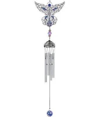 21" Long Blue Angel Pewter and Gem Wind Chime