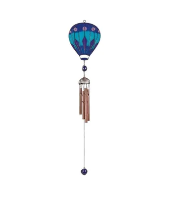 31" Long Blue Air Balloon Wind Chime with Copper Gem