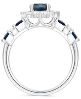 Sapphire (2-1/2 ct. t.w.) & Diamond (3/8 ct. t.w.) Halo Ring in 14k Gold (Also in Ruby & Emerald)