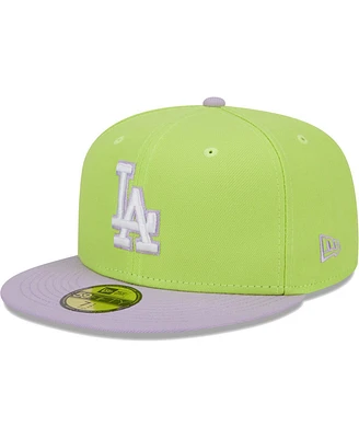 Men's New Era Neon Green, Lavender Los Angeles Dodgers Spring Color Two-Tone 59FIFTY Fitted Hat