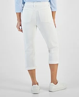 Style & Co Petite Mid-Rise Curvy Roll-Cuff Capri Jeans