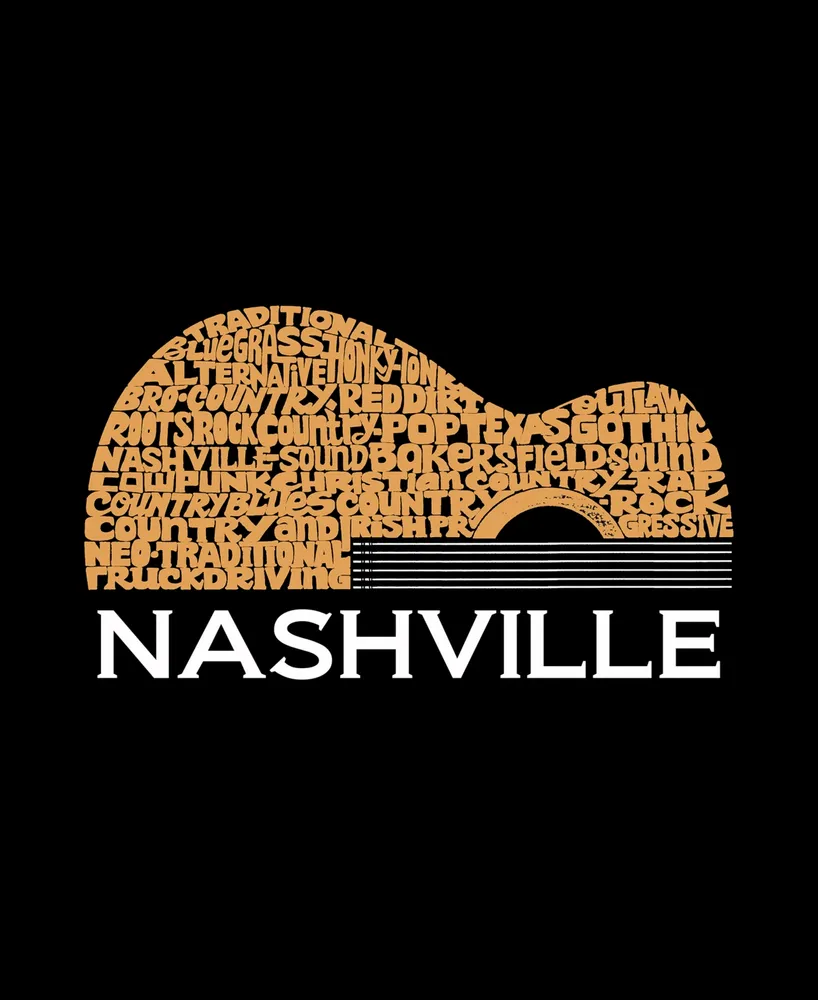 La Pop Art Men's Nashville Guitar Word Hooded Sweatshirt