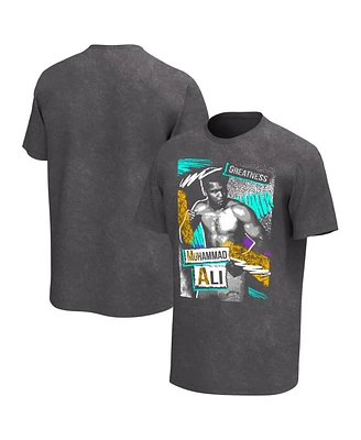 Men's Black Muhammad Ali Retro Washed Graphic T-shirt