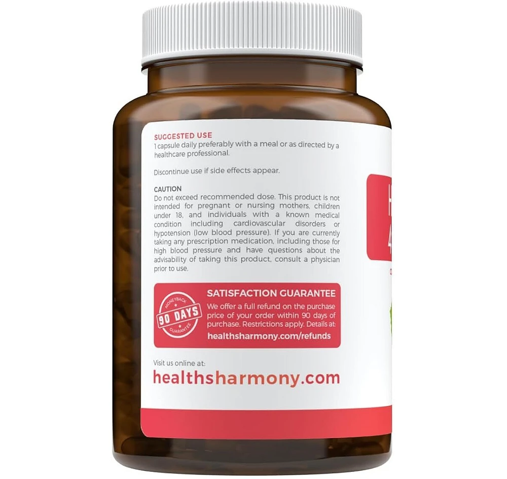 Healths Harmony Hawthorn Berry Capsules, Cardiovascular and Immune Health, 4:1 Extract, Health's Harmony