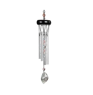 15" Long Pink Wooden Top Gem Wind Chime