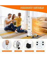 1500W Electric Oil Filled Radiator Space Heater 5-Fin Thermostat Room Radiant
