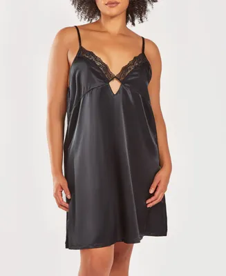 iCollection Plus Sizes Silky Center Jeweled Chemise Nightgown