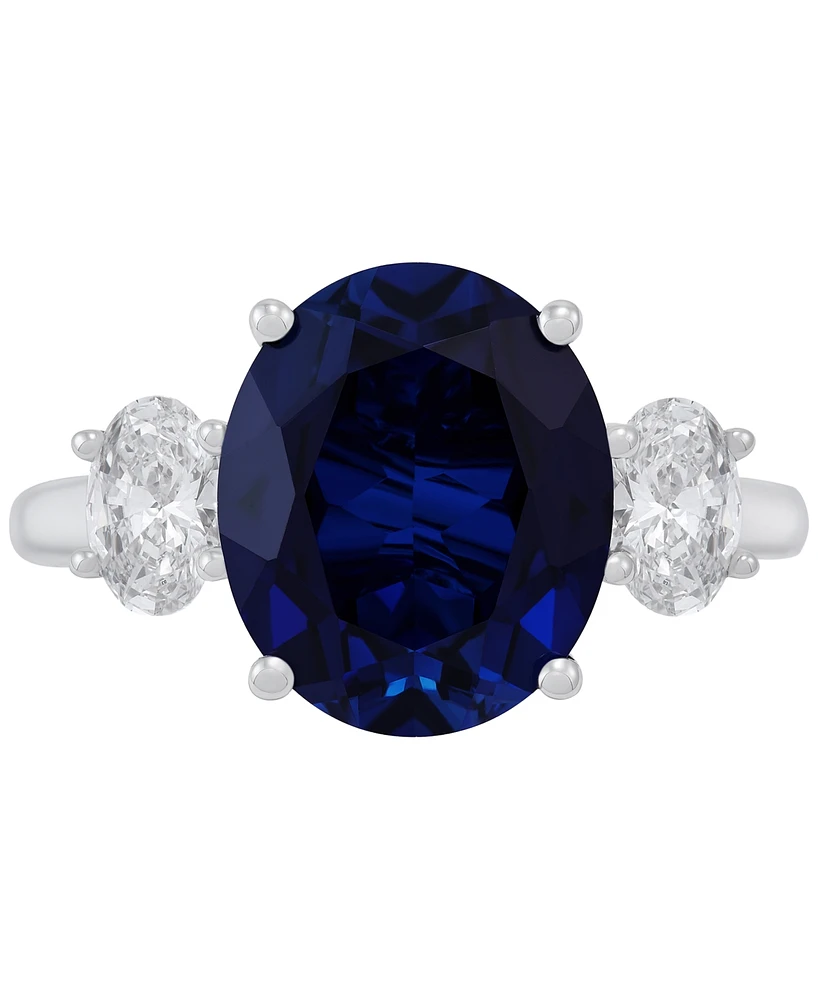 Grown With Love Lab Sapphire (5-5/8 ct. t.w.) & Diamond (3/8 Ring 14k White Gold (Also available Emerald Ruby)