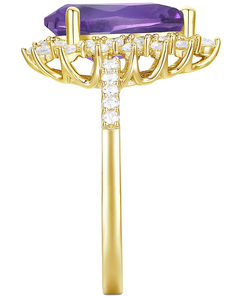 Amethyst (2-1/2 ct. t.w.) & Lab-Grown White Sapphire (5/8 Pear Halo Ring 14k Gold-Plated Sterling Silver (Also Blue Topaz)