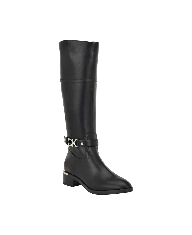 Calvin Klein Women's Daphny Knee High Block Heel Boots