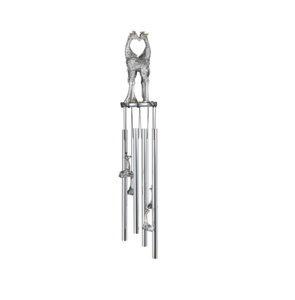 23" Long Silver Giraffe Round Top Wind Chime