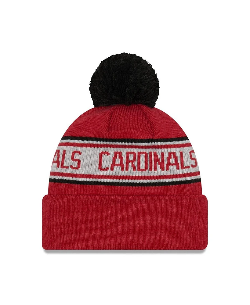 Men's New Era Cardinal Arizona Cardinals Repeat Cuffed Knit Hat with Pom