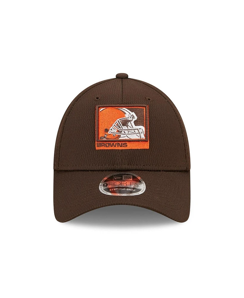 Men's New Era Brown Cleveland Browns Framed Af 9FORTY Snapback Hat