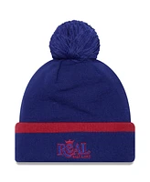 Men's New Era Blue Real Salt Lake Wordmark Kick Off Cuffed Knit Hat with Pom