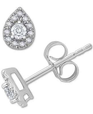Diamond Pear-Shaped Halo Stud Earrings (1/4 ct. t.w.) in 14k White Gold