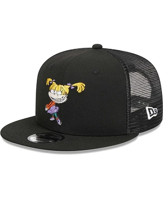 Men's and Women's New Era Black Rugrats Angelica Trucker 9FIFTY Snapback Hat