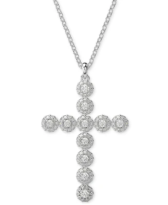 Swarovski Silver-Tone Insigne Crystal Cross Pendant Necklace