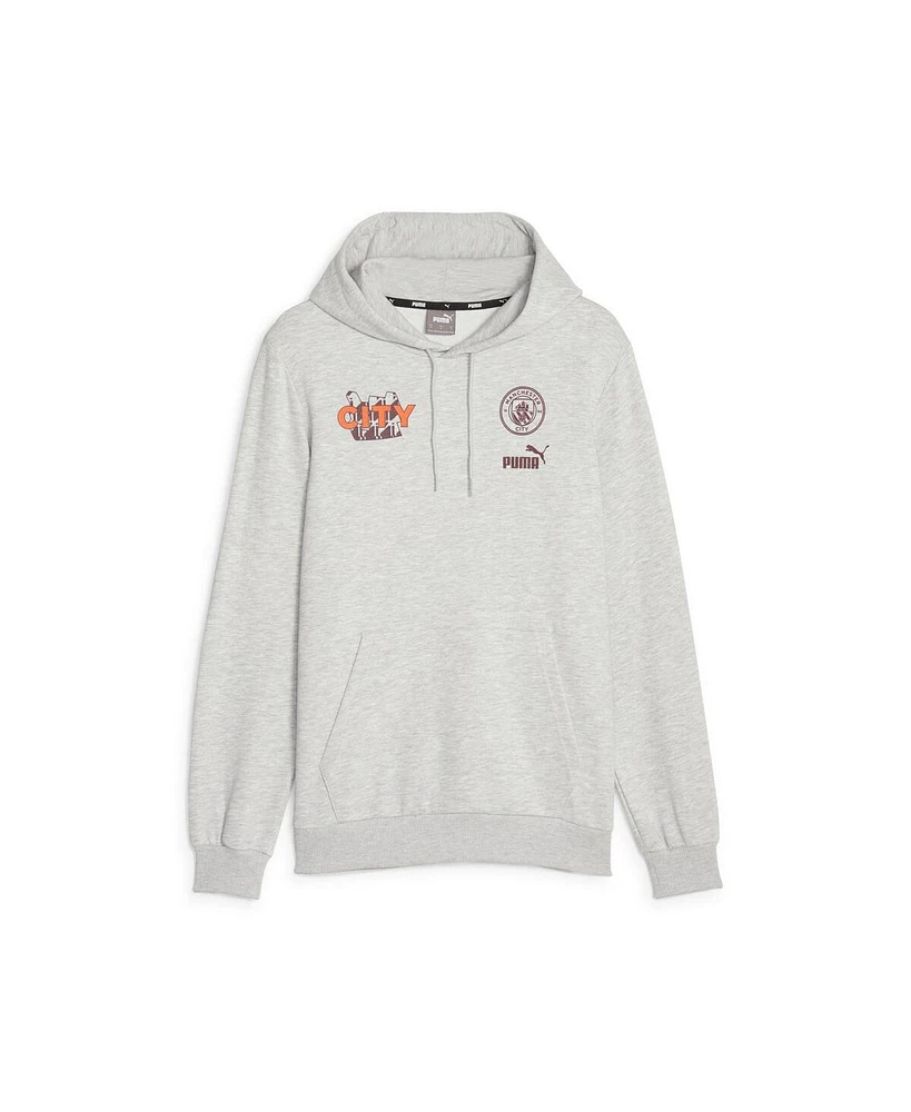 Men's Puma Heather Gray Manchester City FtblCore Graphic Pullover Hoodie