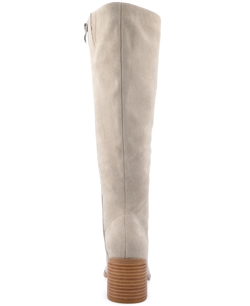 Journee Collection Women's Romilly Wide Width Calf Round Toe Block Heel Knee High Boots