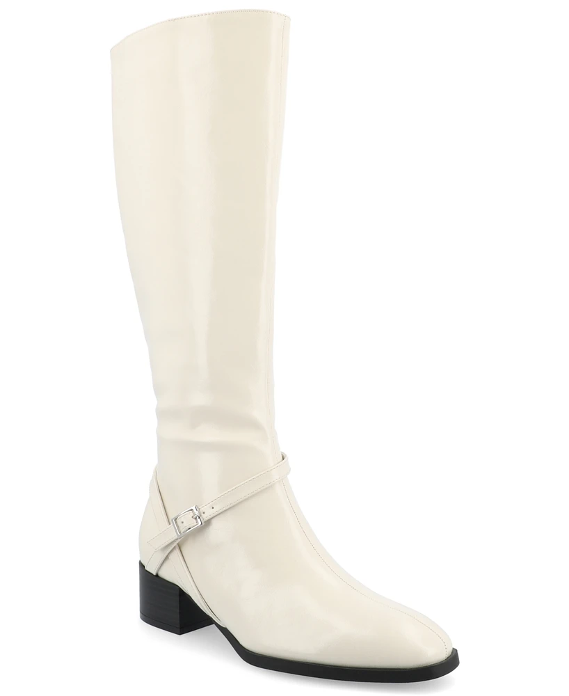 Journee Collection Women's Rhianah Wide Width Calf Block Heel Knee High Riding Boots