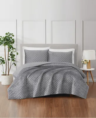 Royal Velvet Diamond 3 Piece Quilt Set, Full/Queen