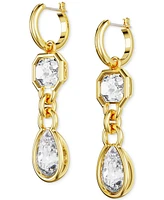 Swarovski Gold-Tone Mixed Crystal Double Charm Hoop Earrings