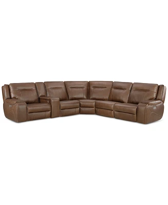 Closeout! Hansley 6-Pc Zero Gravity Leather Sectional with 2 Power Recliners, Created for Macy's