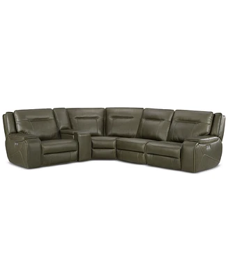 Closeout! Hansley 5-Pc. Zero Gravity Leather Sectional with 3 Power Recliners, Created for Macy's