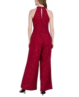 julia jordan Women's Sequin-Lace Halter Twist-Neck Jumpsuit