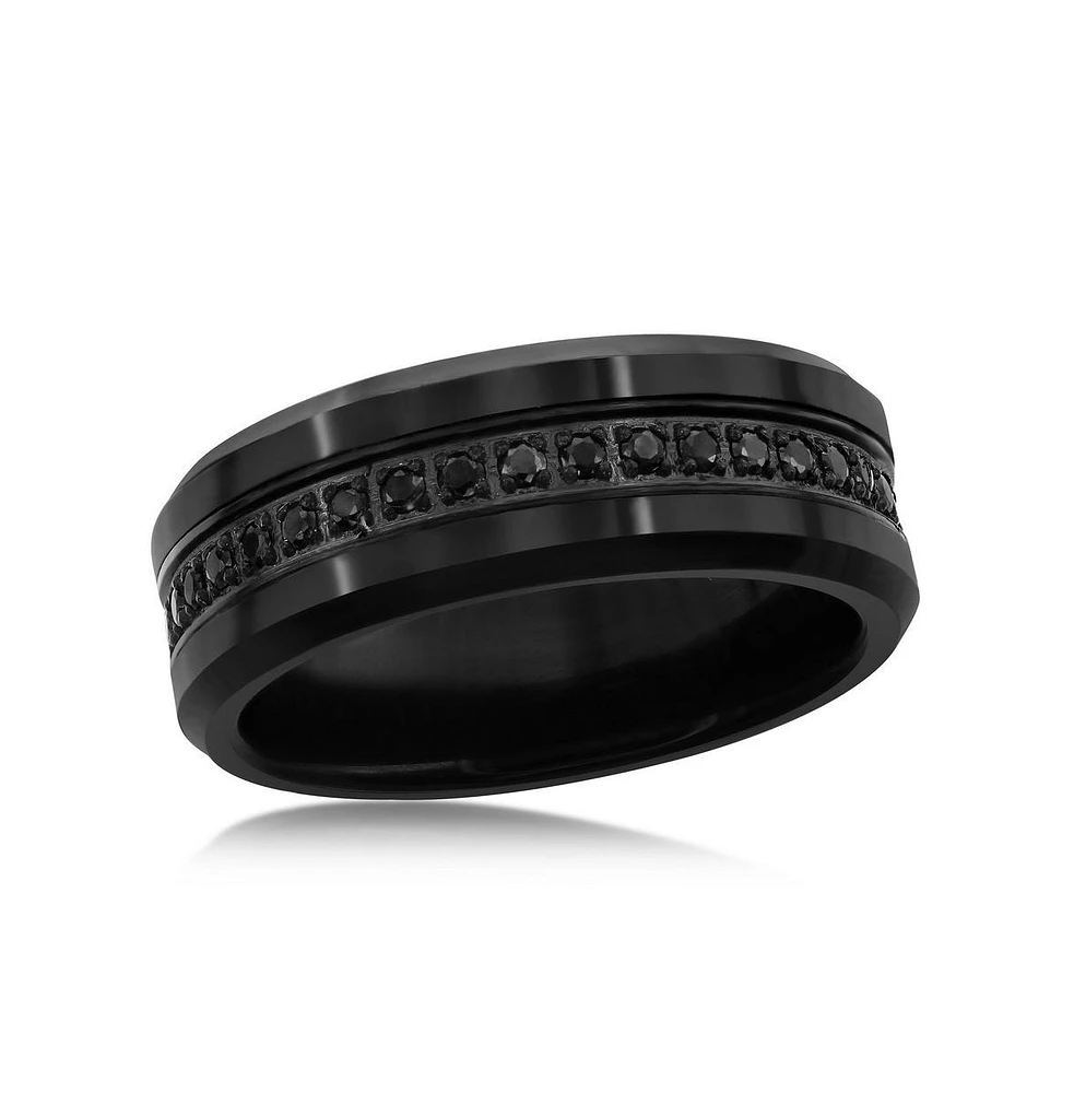Black Cz Eternity Tungsten Ring
