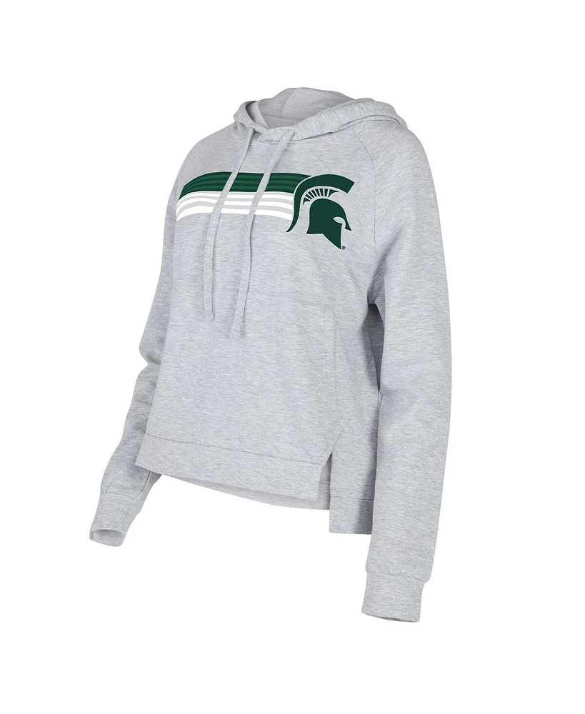 Women's Concepts Sport Gray Michigan State Spartans Cedar Tri-Blend Raglan Pullover Hoodie