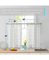 Hlc.me Joyce Lace Sheer Kitchen Cafe Curtain Tiers for Small Windows, Kitchen & Bathroom