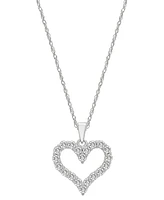 Diamond Open Heart Pendant Necklace (1/2 ct. t.w.) 14k White or Yellow Gold, 18" + 2" extender