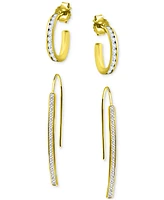 Giani Bernini 2-Pc. Set Cubic Zirconia Small Hoop & Threader Earrings, Created for Macy's