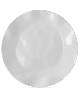 Q Squared Ruffle White Melamine Dinner Plates, Set of 4
