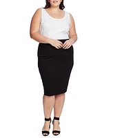 Vince Camuto Plus Pull-On Midi Tube Skirt