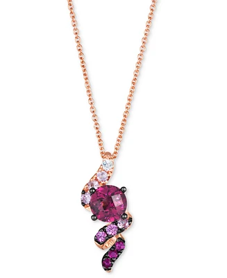 Le Vian Ombre Raspberry Rhodolite (1-1/10 ct. t.w.) Pink Sapphire Ombre (1/4 ct. t.w.) & White Sapphire (1/20 ct. t.w.) Spiral Adjustable 20" Pendant