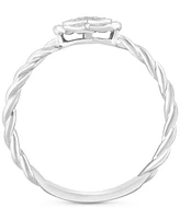 Effy Diamond Pave Heart Rope Ring (1/20 ct. t.w.) in Sterling Silver
