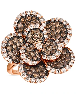 Le Vian Chocolate Diamond & Nude Diamond Flower Statement Ring (2-3/8 ct. t.w.) in 14k Rose Gold