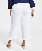 Charter Club Plus 100% Linen Cropped Pants, Exclusively at Macy's