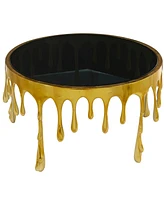 Rosemary Lane Aluminum Drip Coffee Table with Melting Designed Legs and Shaded Glass Top, 36" x 36" x 16"