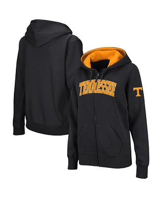 Women's Colosseum Black Tennessee Volunteers Arched Name Full-Zip Hoodie