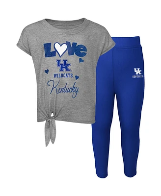 Toddler Boys and Girls Heathered Gray, Royal Kentucky Wildcats Forever Love Team T-shirt and Leggings Set