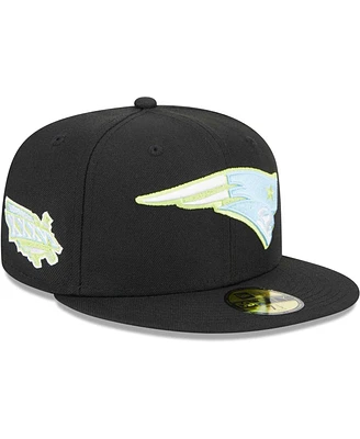 Men's New Era Black New England Patriots Multi 59FIFTY Fitted Hat
