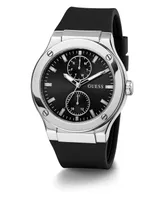 Guess Men's Multi-Function Black Silicone Watch 45mm