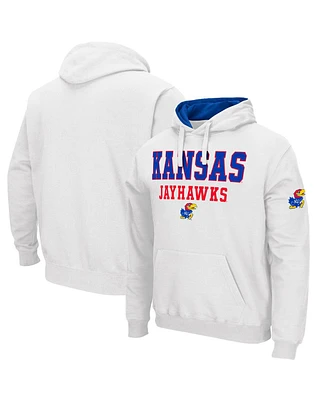 Men's Colosseum White Kansas Jayhawks Sunrise Pullover Hoodie